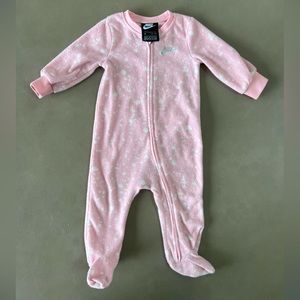Nike baby girl pink fleece footie pajamas 9M